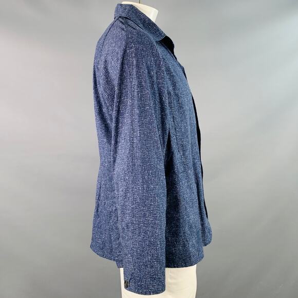 POST O'ALLS Size XL Navy Grey Marbled Cotton Shirt Jacket - Picture 3 of 9